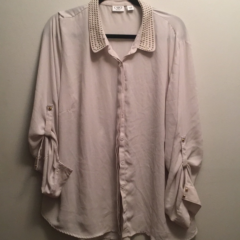 🍂🍁Cream Collared Top Plus